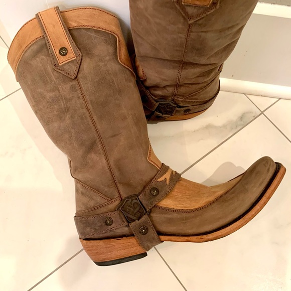 Liberty Black Size 9.5 boots in genuine leather tan and light brown color. - Picture 5 of 6